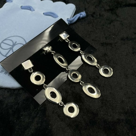 Emma Page Jewellery Pendant Triple Ovals Circles Silver 6cm - Picture 3 of 4